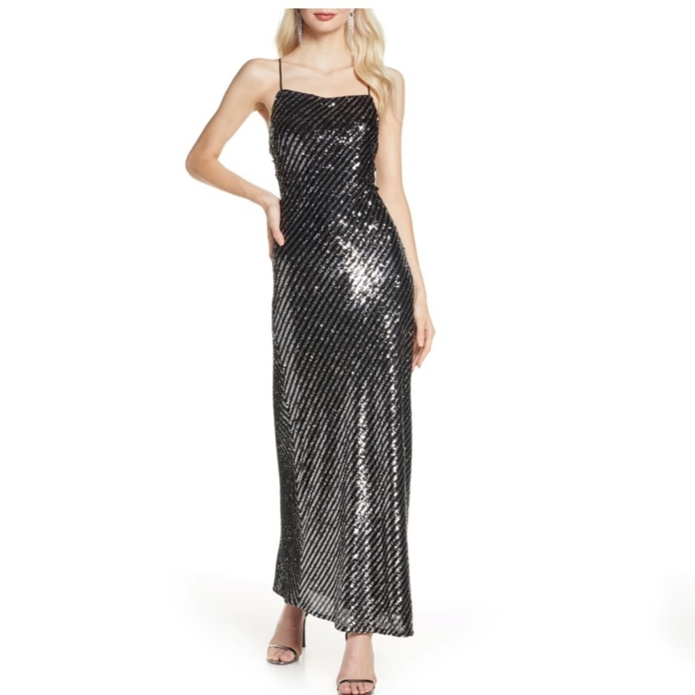 NWT Bardot Sequin Stripe Gown Size 6